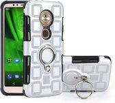 Voor Motorola Moto G6 Play / Moto E5 2 in 1 Cube PC + TPU beschermhoes met 360 graden draaien zilveren ringhouder (zilver)