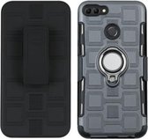 Voor Huawei Y9 (2018) / Enjoy 8 Plus 3 in 1 Cube PC + TPU beschermhoes met 360 graden draaien Zilveren ringhouder (grijs)