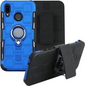 Voor Huawei P20 Lite 3 in 1 Cube PC + TPU beschermhoes met 360 graden draaien zilveren ringhouder (blauw)