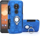 Voor Motorola Moto E5 Play 2 in 1 Cube PC + TPU beschermhoes met 360 graden draaien zilveren ringhouder (blauw)