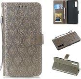 Geperst Printing Rattan Flower Pattern Horizontal Flip PU Leather Case for Galaxy A70, with Holder & Card Slots & Wallet & Photo Frame (Grey)