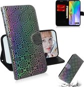 Voor Huawei Y6p Effen Kleur Kleurrijke Magnetische Gesp Horizontale Flip PU Lederen Case met Houder & Kaartsleuven & Portemonnee & Lanyard (Zilver)