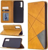 Voor OPPO Find X2 Lite Rhombus Texture Horizontale Flip Magnetische Leren Case met Houder & Kaartsleuven & Portemonnee (Geel)