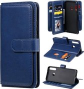 Voor Huawei P40 Lite E multifunctionele magnetische koperen gesp horizontale flip effen kleur lederen tas met 10 kaartsleuven & portemonnee & houder & fotolijst (donkerblauw)