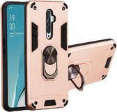 Voor OPPO Reno2 Z & Reno2 F 2 in 1 Armor Series PC + TPU beschermhoes met ringhouder (roségoud)