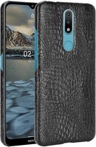 Voor Nokia 2.4 Shockproof Crocodile Texture PC + PU Case (Zwart)