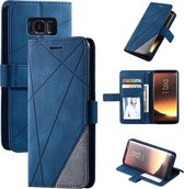 Voor Samsung Galaxy S8 Skin Feel Splicing Horizontale Flip Leather Case met houder & kaartsleuven & portemonnee & fotolijst (blauw)