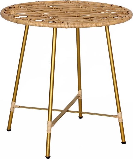 Rotan tafeltje 55x55 cm – Vintage rotan tafel – Salontafel Rotan - Bijzettafeltje Rotan - Perfecthomeshop