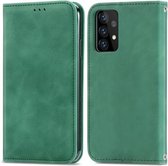 Voor Samsung Galaxy A72 5G Retro Skin Feel Business Magnetische Horizontale Flip Leren Case met Houder & Kaartsleuven & Portemonnee & Fotolijst (Groen)