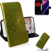 Voor iPhone 11 Effen Kleur Kleurrijke Magnetische Gesp Horizontale Flip PU Lederen Case met Houder & Kaartsleuven & Portemonnee & Lanyard (Goud)
