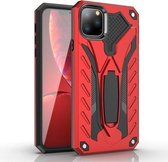 Voor iPhone 11 schokbestendige TPU + pc-beschermhoes met houder (rood)