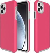 Antislip pantsertextuur TPU + pc-hoesje voor iPhone 11 Pro Max (rozerood)