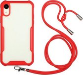 Acryl + kleur TPU schokbestendig hoesje met nekkoord voor iPhone XS / X (rood)