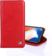 Voor iPhone XS / X niet-magnetische retro-textuur horizontale lederen flip-hoes met houder en kaartsleuven en portemonnee (rood)