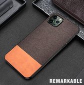 Voor iPhone 12 mini schokbestendige splicing PU + stoffen beschermhoes (koffie)