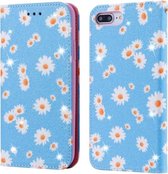 Voor iPhone 7 Plus / 8 Plus Glinsterende Daisy Magnetische Horizontale Flip Leren Case met Houder & Kaartsleuven & Fotolijst (Blauw)