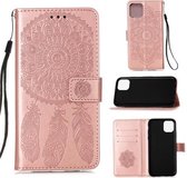 Voor iPhone 12 mini Dream Catcher Printing Horizontale Flip Leather Case met houder & kaartsleuven & portemonnee & Lanyard (Rose Gold)