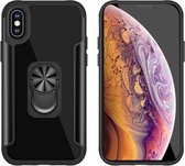 PC + TPU + metalen schokbestendige beschermhoes met ringhouder voor iPhone XS / X (zwart)