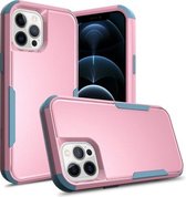 TPU + pc schokbestendige beschermhoes voor iPhone 12/12 Pro (roze + grijsgroen)