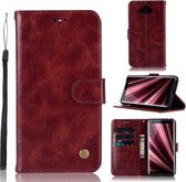 Voor Sony Xperia 10 Plus Retro Koperen Knop Crazy Horse Horizontale Flip PU Leren Case met Houder & Kaartsleuven & Portemonnee & Lanyard (Wijnrood)