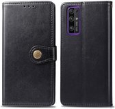 Huawei Honor 30 Pro retro effen kleur lederen gesp telefoonhoes met lanyard & fotolijst & kaartsleuf & portemonnee & standaardfunctie (zwart)