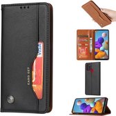 Voor Samsung Galaxy A21s Kneed Huidtextuur Horizontale Flip Leren Case met Fotolijst & Houder & Kaartsleuven & Portemonnee (Zwart)