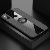 Voor Xiaomi Mi 8 XINLI Stikstof Textuur Schokbestendig TPU beschermhoes met ringhouder (grijs)