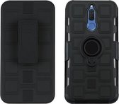 Voor Huawei Mate 10 Lite 3 in 1 Cube PC + TPU beschermhoes met 360 graden draaien zwarte ringhouder (zwart)