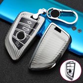 Voor BMW Blade 4-knops A-versie Auto TPU Sleutel Beschermhoes Sleutelhoes met sleutelring (zilver)
