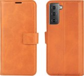 Samsung Galaxy S21 Plus Hoesje - Mobigear - Wallet Serie - Kunstlederen Bookcase - Cognac - Hoesje Geschikt Voor Samsung Galaxy S21 Plus