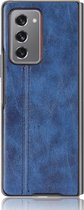 Samsung Galaxy Z Fold 2 5G Hoesje - Mobigear - Stitch Serie - Kunstlederen Backcover - Blauw - Hoesje Geschikt Voor Samsung Galaxy Z Fold 2 5G