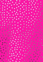 Stippen Neon Roze Cadeaupapier Metallic- Breedte 40 cm - 100m lang