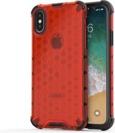 Schokbestendige honingraat pc + TPU beschermhoes voor iPhone X / XS (rood)