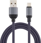 3A USB naar USB-C / Type-C gevlochten datakabel, kabellengte: 1 m (grijs)