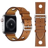 Modieuze lederen horlogeband met enkele cirkel en drie gaten voor Apple Watch Series 3 & 2 & 1 42 mm (bruin)