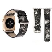 Voor Apple Watch Series 3 & 2 & 1 42mm Fashion Marble Vein Texture Polshorloge Leren Band (Zwart)