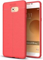 Voor Galaxy C9 Pro Litchi Texture Design Soft TPU Anti-skip beschermhoes achterkant van de behuizing (rood)