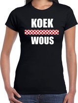Koek wous met vlag Brabant t-shirts Brabants dialect zwart voor dames S