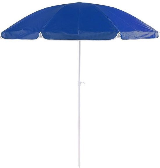 Bende slachtoffers harpoen Blauw lichtgewicht strand/tuin basic parasol van nylon 200 cm + vulbare  parasolvoet... | bol.com