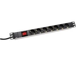 Digitus DN-19 PDU-7S 19 inch Stekkerdoos voor patchkast Geaarde contactdoos Met schakelaar