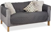 relaxdays meubelbeschermer - bankloper - beschermer tegen vlekken en dierharen - grijs 2-zitter