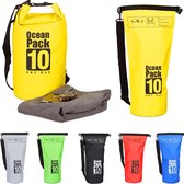 Relaxdays Ocean Pack 10 Liter - Dry Bag - outdoor droogtas - waterdichte tas tegen regen - geel