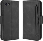 Voor iPhone SE (2020) Wallet Style Skin Feel Calf Pattern Leather Case, met aparte kaartsleuf (zwart)