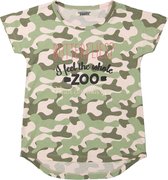 DJ Dutchjeans Meisjes T-shirt - Faded light pink + army green aop - Maat 104