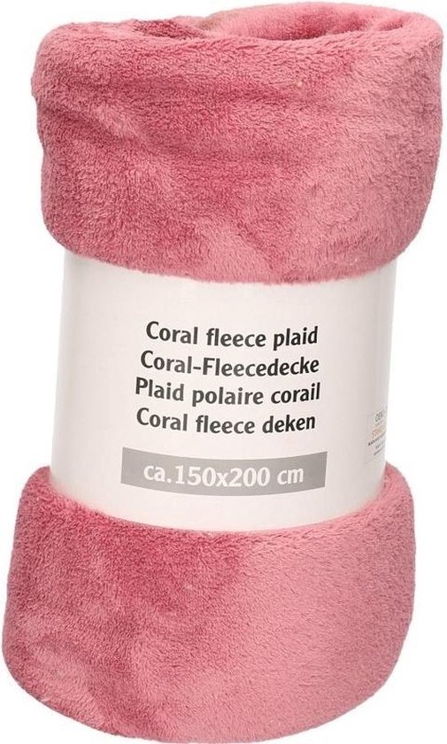 Donker oudroze fleece deken 150 x 200 cm - Woondeken/plaid | bol.com