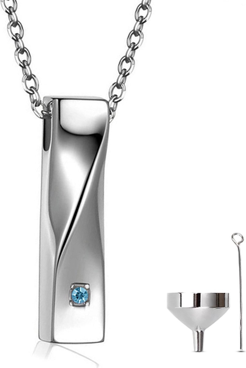 Luxe Ashanger - met Ketting - Voor As, Haren of Parfum - Assieraad - As Ketting - Gedenksieraad - Urn - Incl. As vuller en Opbergzakje - Silvery Luxury