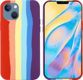 Peachy Rainbow Pride siliconen hoesje voor iPhone 13 mini - pastel