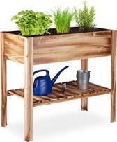 Bol.com Relaxdays moestuinbak gevlamd hout - kruidentuin - moestuintafel - kweektafel op poten aanbieding