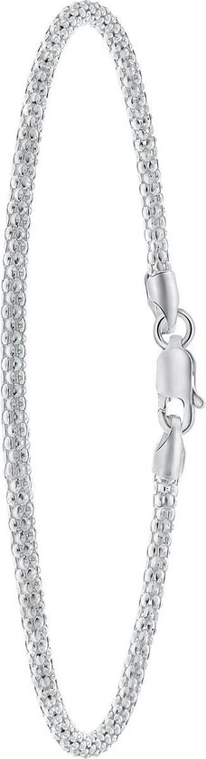 Lucardi Dames Armband popcorn - Echt Zilver - Armband - Cadeau - Moederdag - 19 cm - Zilverkleurig