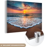 MuchoWow® Peinture sur verre - Plage - Mer - Coucher de soleil - 150x100 cm - Peintures sur verre acrylique - Photo sur Glas